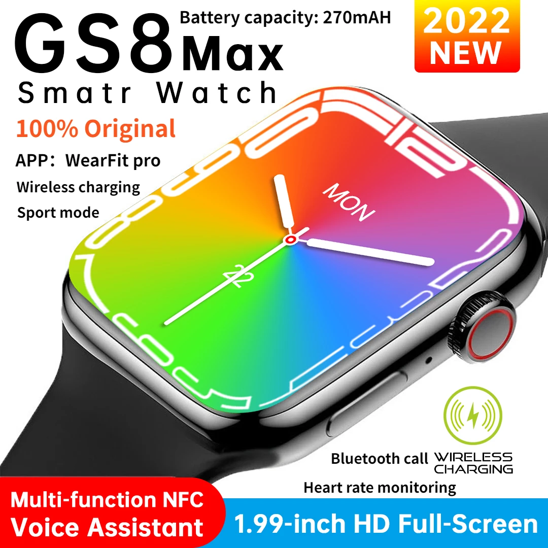 

GS8 Max Smart Watch Series 8 Smartwatch 1.99 inch Full Screen NFC Men Women Bluetooth Sport Watch pk IWO 13 X8 max dt7 max GS7