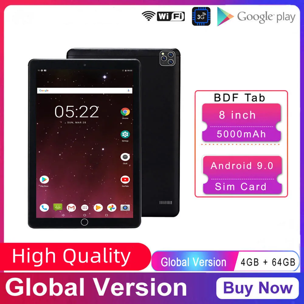 

New 8 Inch Tablet Pc Android 9.0 Octa Core 3G Network Google Play 4GB RAM 64GB ROM Dual Cameras Dual SIM Phone Tablets