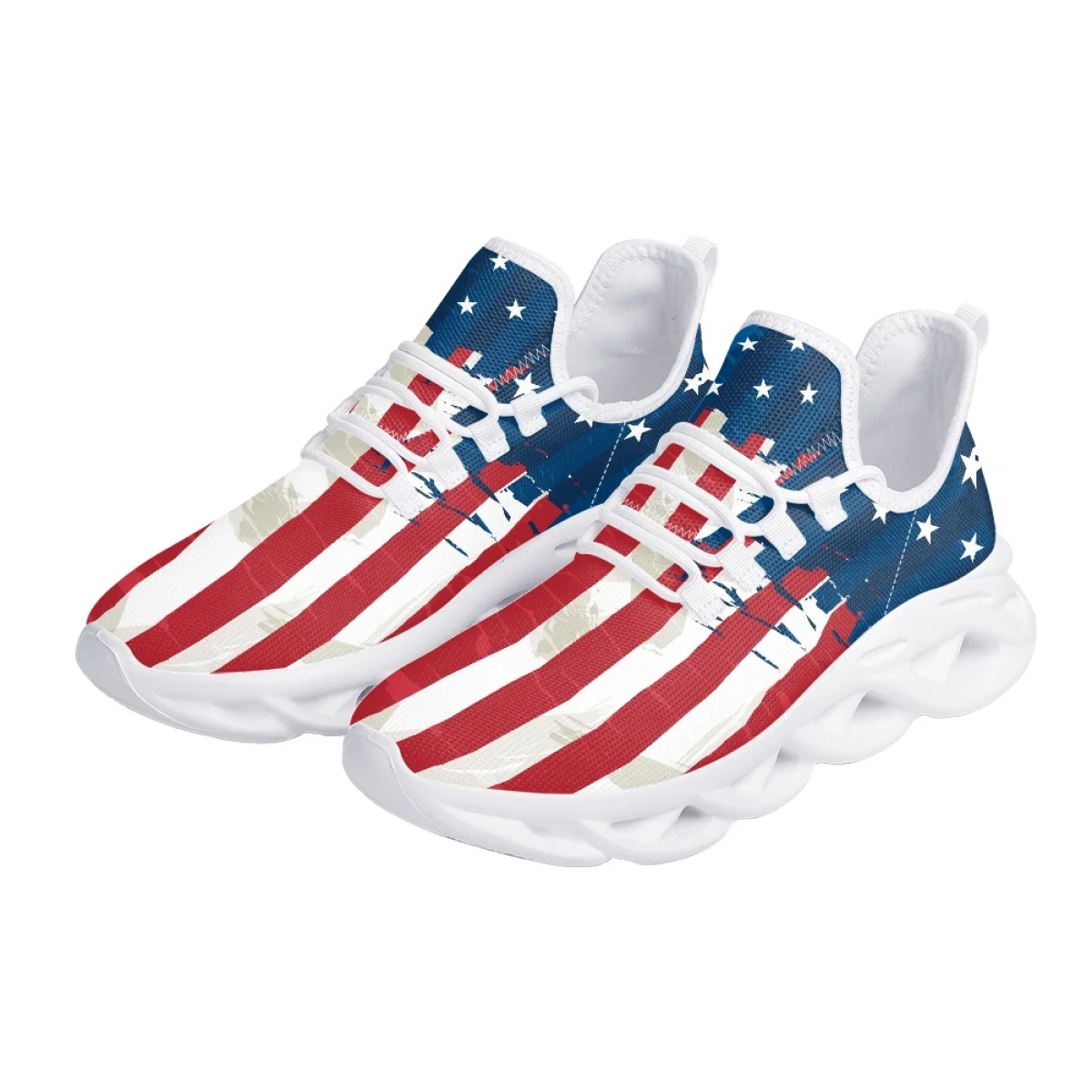 Belidome American Flag Design Shoes Womens Athletic Running Mesh Breathable Casual Sneakers Lace Up Walking Footwear Zapatos