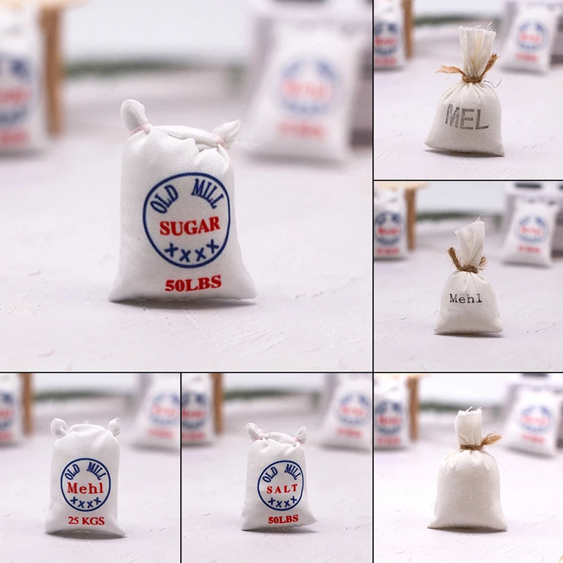 

1Pc 1:12 Dollhouse Miniature Flour Bag Condiment Bag Spice Bag Model Kitchen Decor Toy