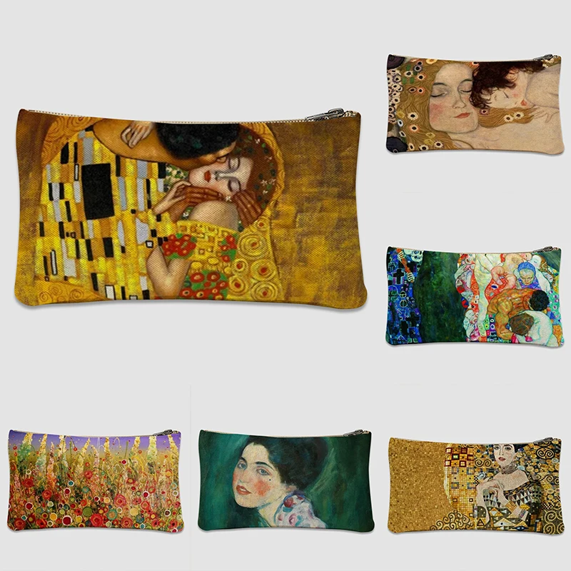 

Gustav Klimt Cosmetic Bag Makeup Pouch Women Toiletries Famous Oil Painting New Arrival Portable Lipstick Bags Gift Beauty Case