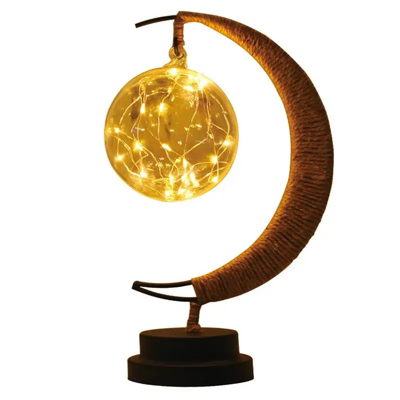 

Lunar Lamp LED Decorative Light Half Moon Lamp Wrought Iron Moon Lamp Kids Night Light Lamp Hanging Moon Lamp Magic Crescent