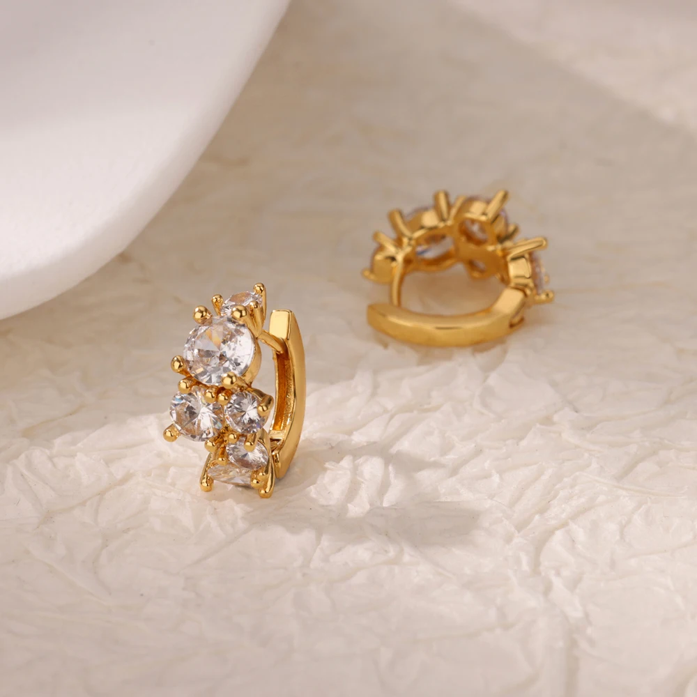 Круглые серьги-гвоздики с цирконием для женщин серьги из нержавеющей стали