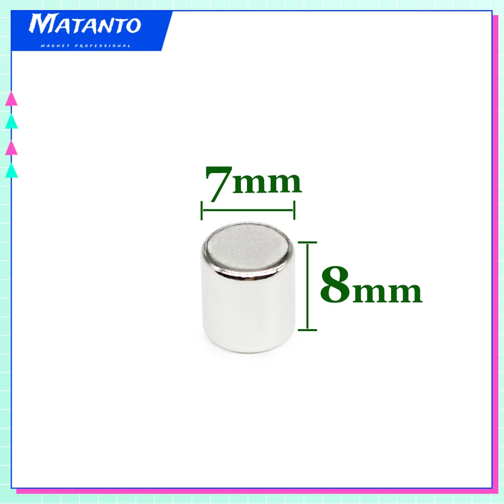 

5/10/20/50/100/200PCS 7*8 mm Disc Powerful Strong Magnetic Magnets 7x8mm N35 Strong Round Neodymium Magnet 7x8 Search Magnet
