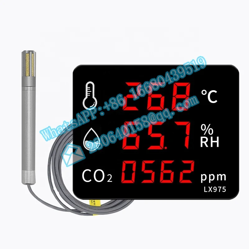 High-quality LED display External high temperature probe industrial temperature humidity sensor Wall-mounted CO2 Detector meter