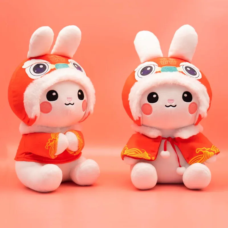 

2023 Cartoon Cute Rabbit Year Mascot Plush Toy Zodiac Rabbit Doll Children Rabbit Plush Doll Gift For Boys And Girls 22CM