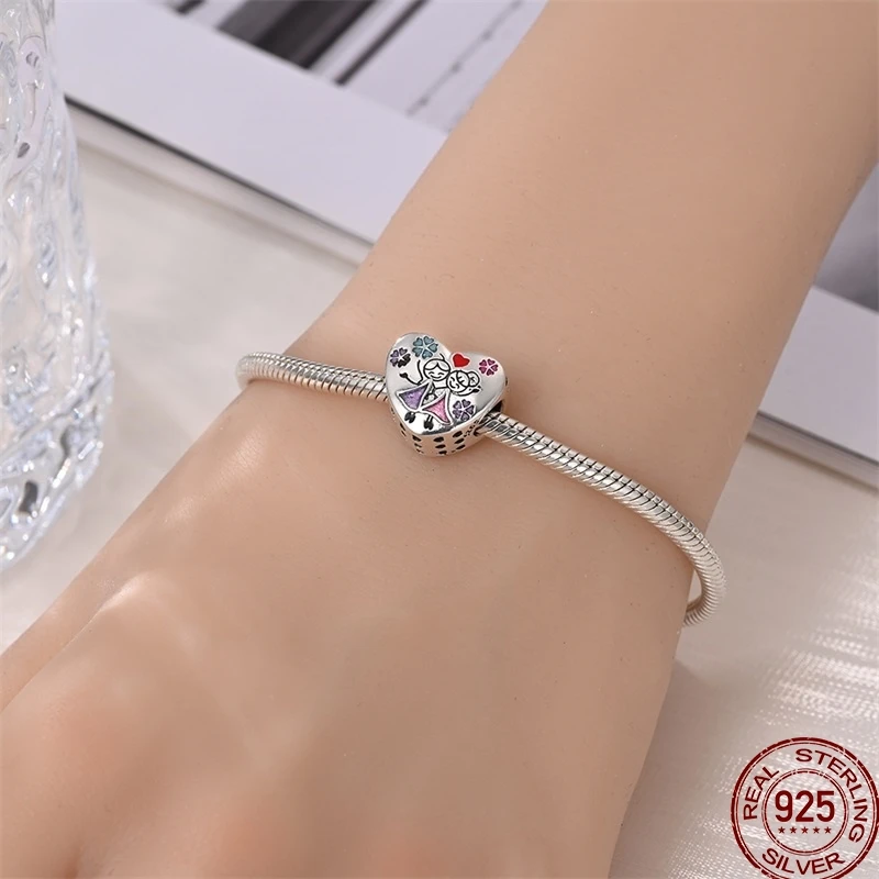 Новинка 2025 стерлингового серебра 925 пробы розовая любовь роза кошка