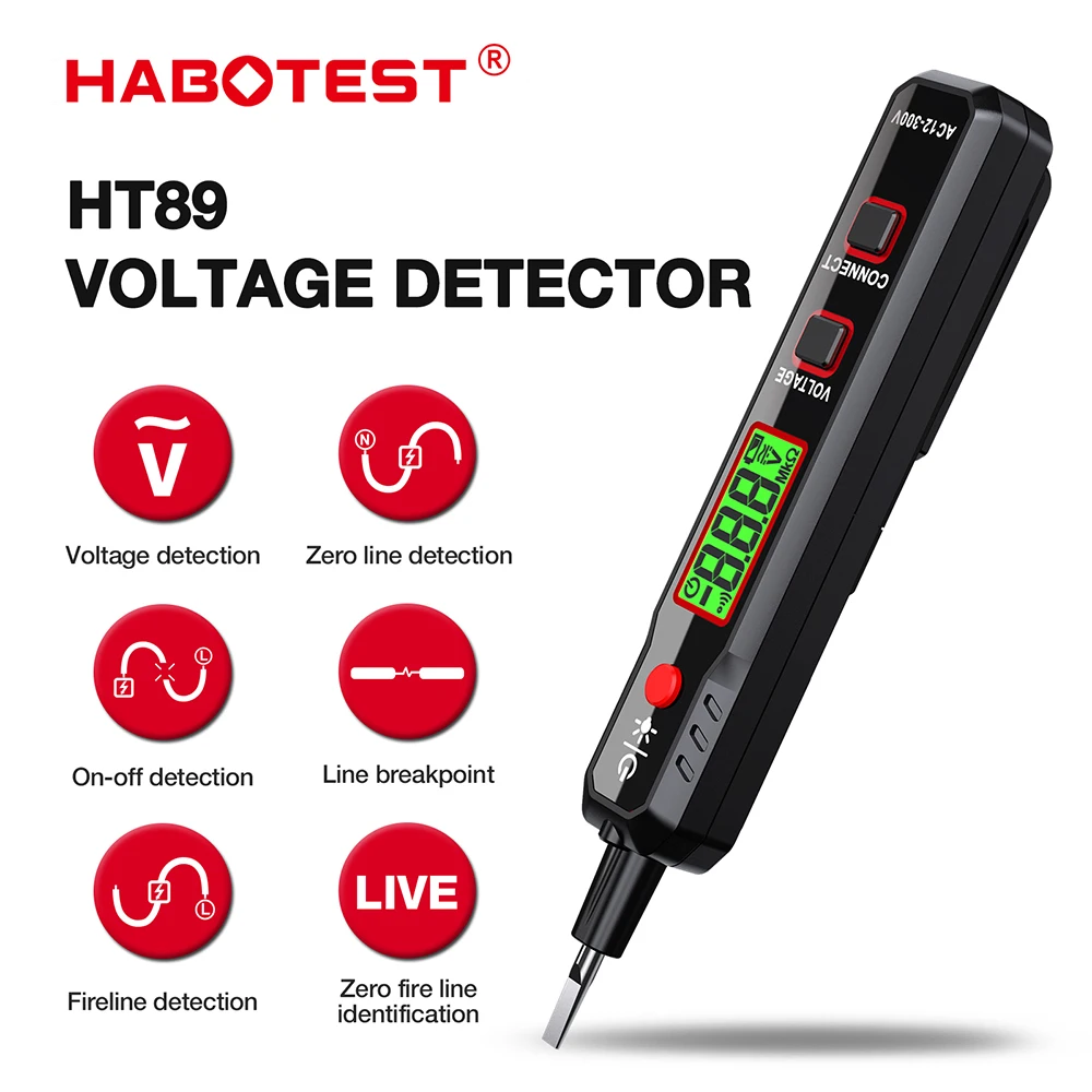 

Бесконтактный Тестер Напряжения переменного тока HABO TEST HT89 12-300 в цифровой детектор напряжения инструменты электрика отвертка электрическая ручка
