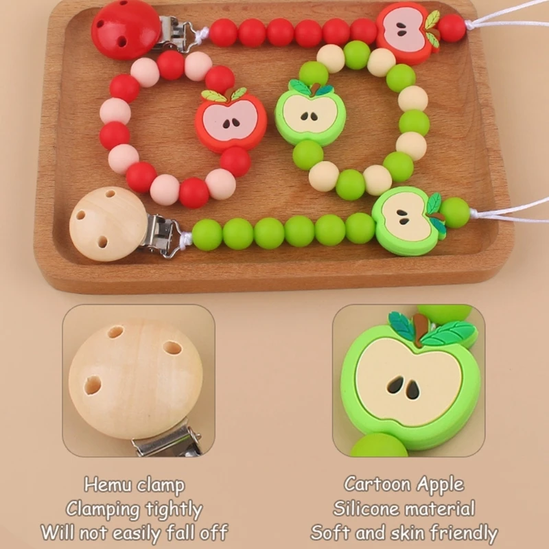 

Красочный силиконовый держатель для соски с деревянным зажимом, держатель для соски без BPA для маленьких мальчиков и девочек,