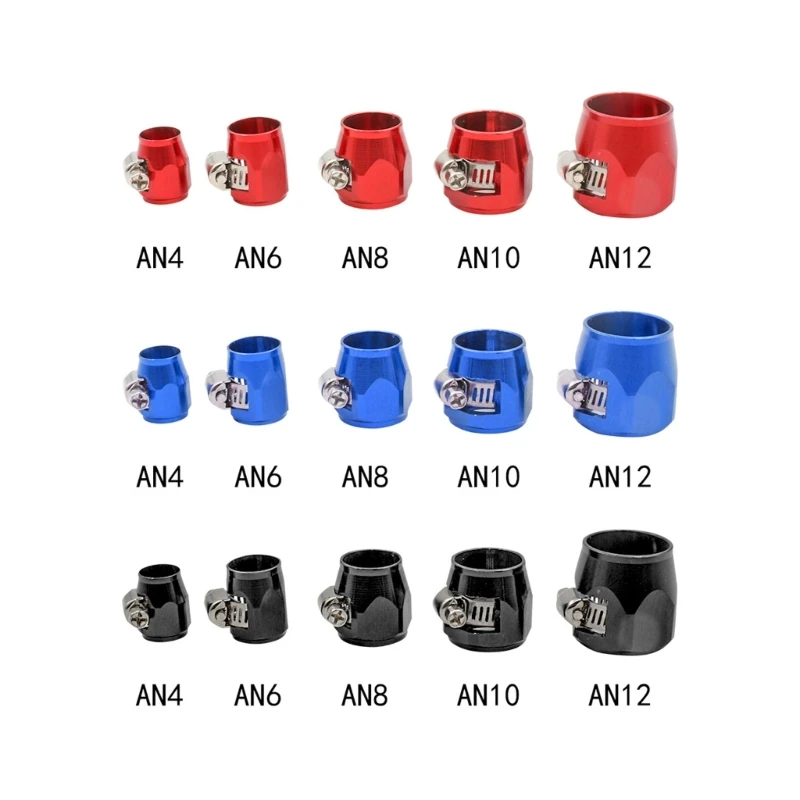 

Hose Fitting Clamp, Flexible AN4/AN6/AN8/AN10/AN12 Hose Clamp Finisher, Aluminum Alloy Hose Finisher, Leak-free