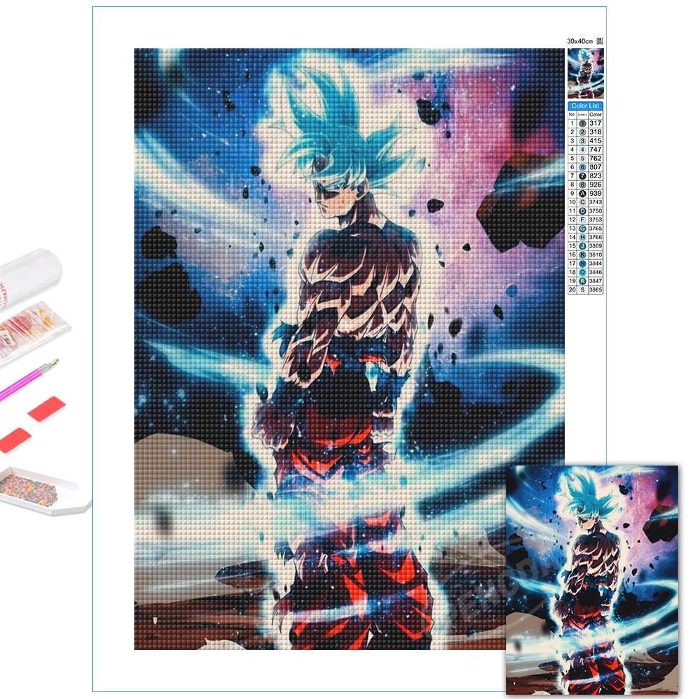 

Super Saiyan Son Goku Diamond Painting Dragon Ball 5D Round Drill Embroidery Kits Diy Anime Home Decor Boy Handmade Cross Stitch