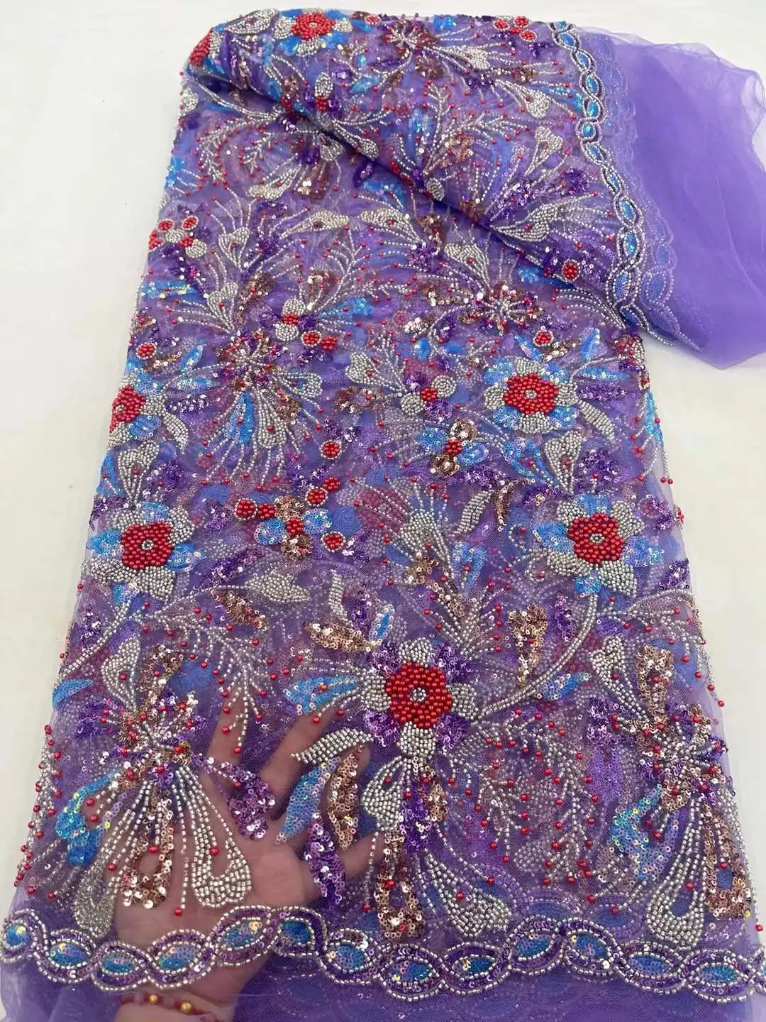 2024 африканская кружевная ткань с блестками Высококачественная Тяжелая