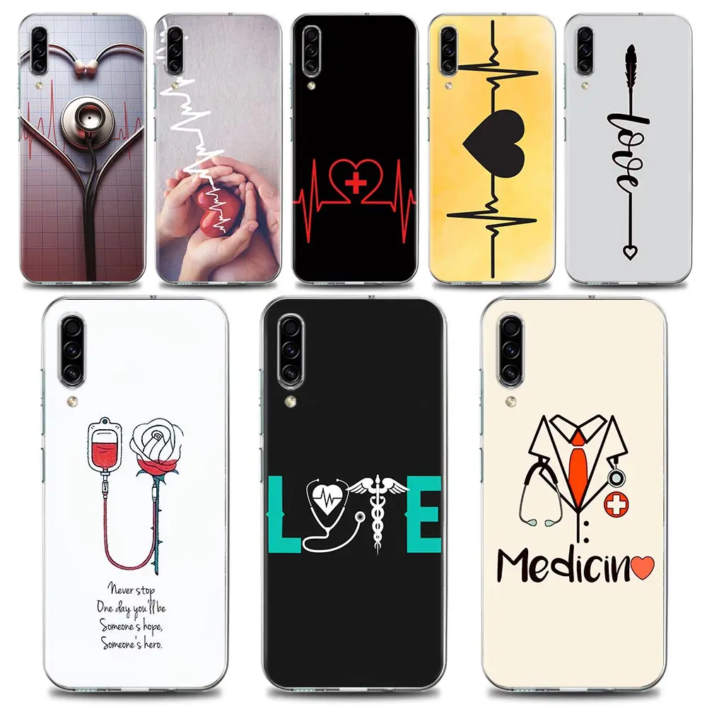 

Heart and Stethoscop Nurse Love Clear Phone Case for Samsung A70 A40 A50 A30 A20e Case A20s A10 Note 9 10 Plus Lite 20 Silicone