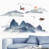 chinese ink landscape self adhesive wallpaper living room bedroom office study decorative wallpaper