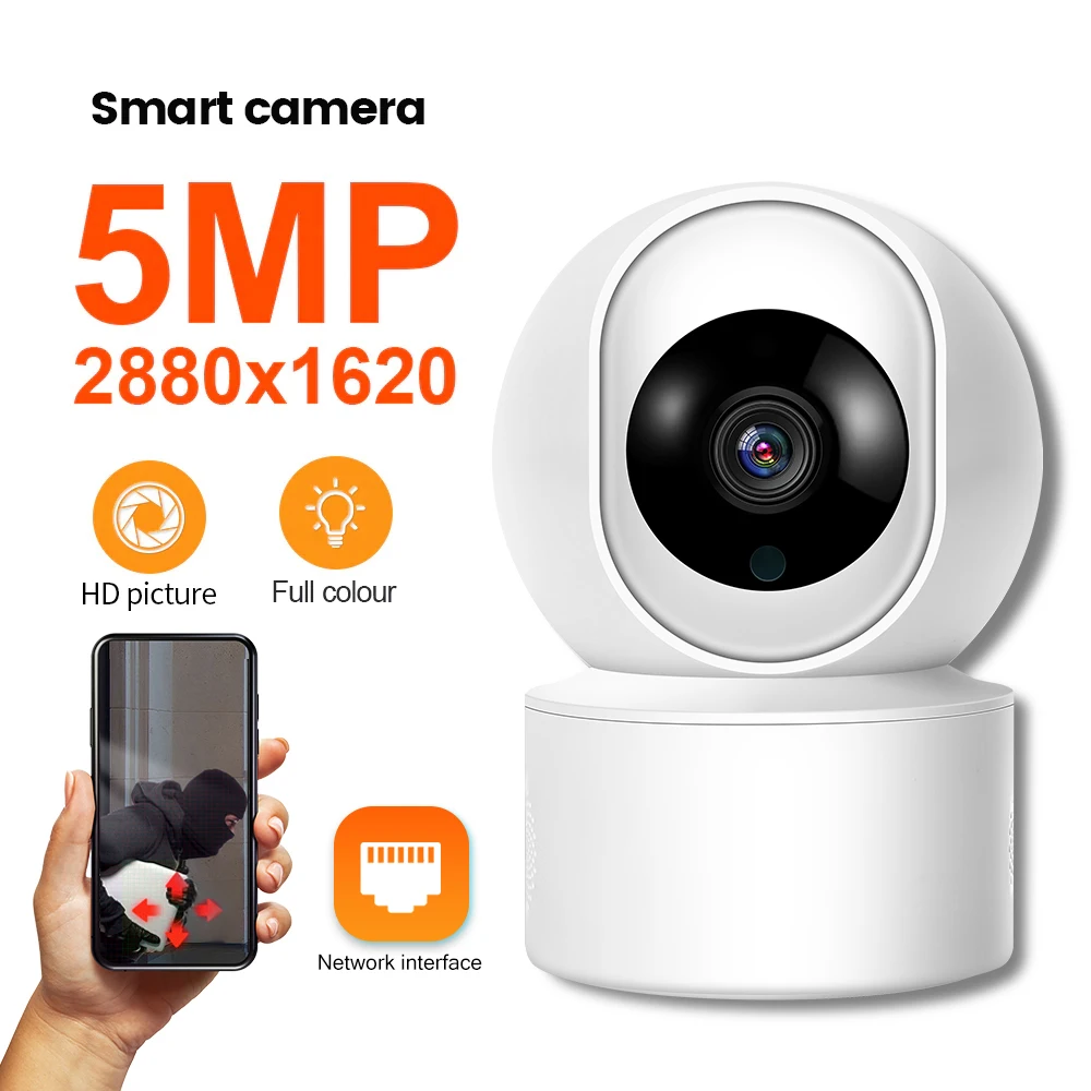 5MP IP WiFi Camera Surveillance Security Baby Monitor Automatic Human Tracking Cam Full Color Night Vision Indoor Video Camera