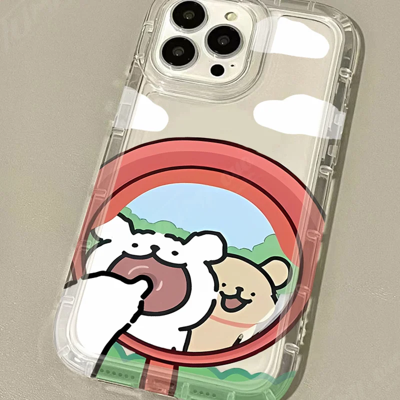 Мультяшная милая собака прозрачная задняя крышка для OPPO A15 A16 A17 A31 A53 A54 A57 A60 A74 A92 A93