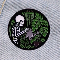 plant lover funny skull enamel pin cool badges on backpack brooch for clothes lapel pins cute fashion jewelry accessories gifts