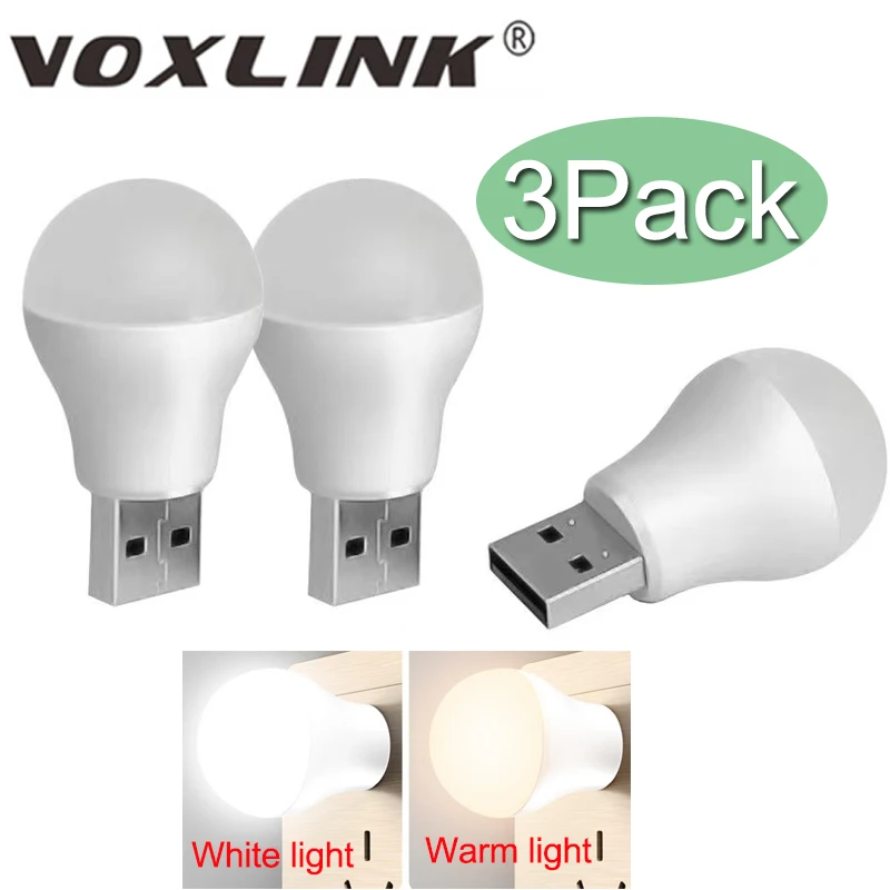 

VOXLINK 3Pcs Mini USB Light LED Lamp Eye Protection Light Small Round Light Computer Reading Lamp Mobile Power Night Light