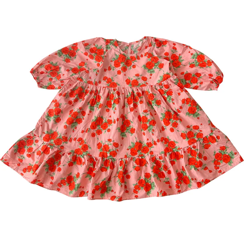 

New Spring 2022 Baby Girls Dresses Midi Length Children Floral Casual Dress Kids Cute Princess Clothing, #6778