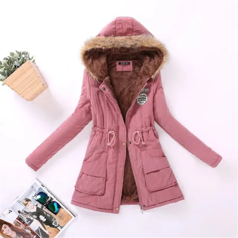 16 Colors Women Parka Fashion Autumn Winter Warm Jackets Women Fur Collar Coats Long Parkas Hoodies Office Lady Cotton 2022 New