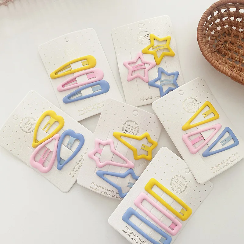 

3pcs Colorful Basic Hair Pin Frosted Hollowed Out Sweet Hair Clips for Children Headwear Headdress Girls Kids Hair Accessories