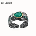 GEM'S BEAUTY 925 пробы серебряные регулируемые Открытые Кольца для женщин, натуральный перламутровый зеленый агат, ручная работа
