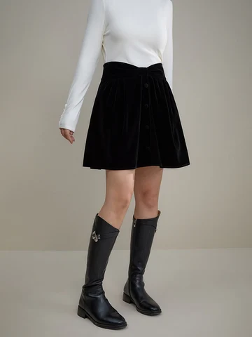 Милая элегантная бархатная короткая юбка DUSHU с высокой талией для женщин, облегающая Универсальная Женская юбка на осень и зиму 2023