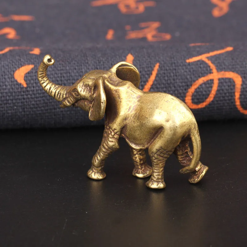 

Antique Bronze Minature Elephant Figurines Tea Pet Table Ornament Decorations Solid Copper Animal Crafts Home Decor Living Room