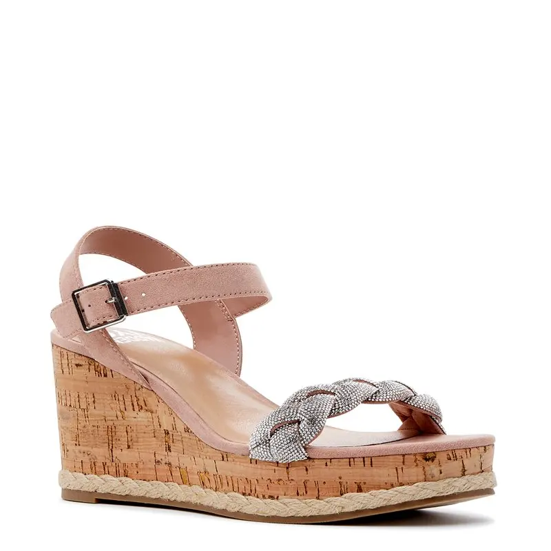 

Women's Braided Rhinestone Wedge Sandal