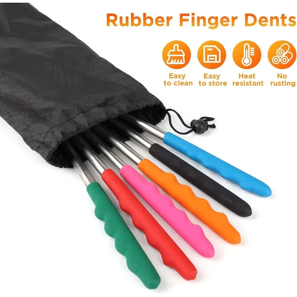 6 шт. телескопические вилки для барбекю палочки запекания зефира раздвижные