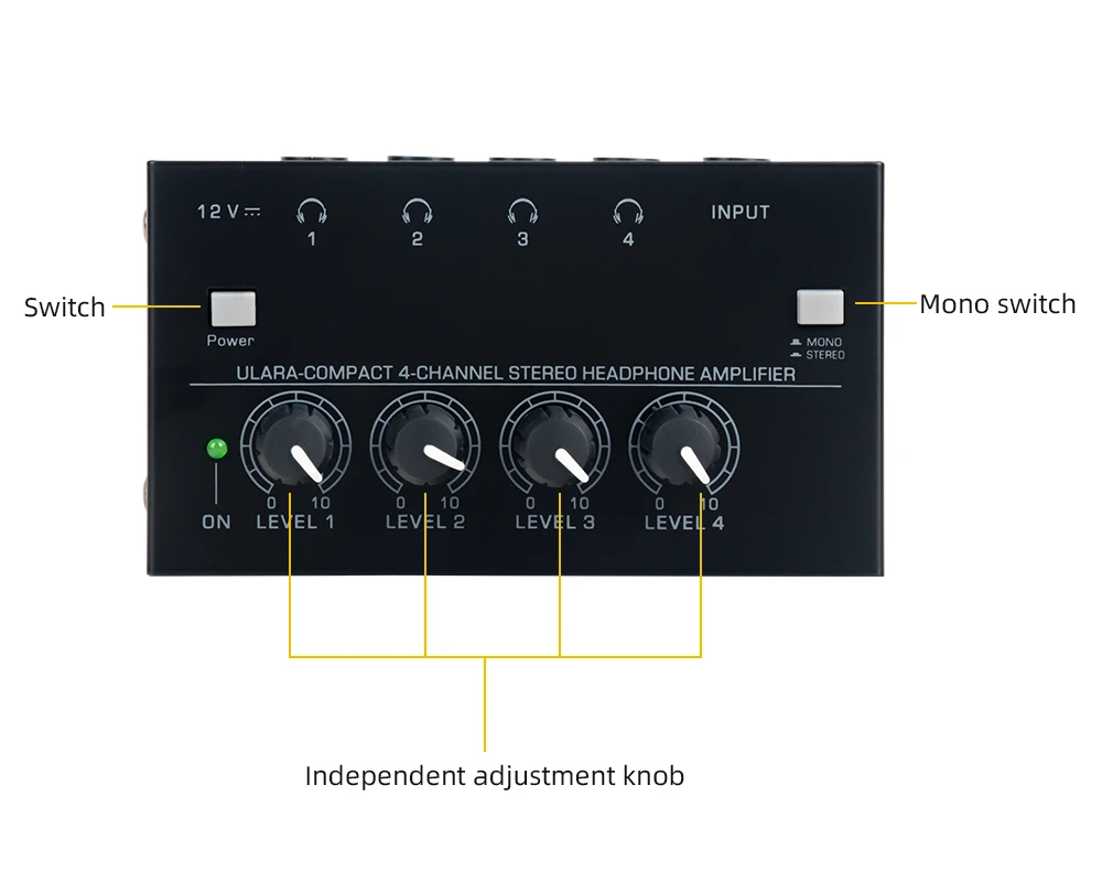 Усилитель для наушников 4-канальный монофонический/стереомонитор телефон (100-240 В)