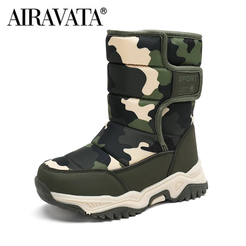 Children Winter Boots Camouflage Plush Warm Kids' Sneakers Antiskidding Thick Outdoor Kids Shoes Botas Para Ninos