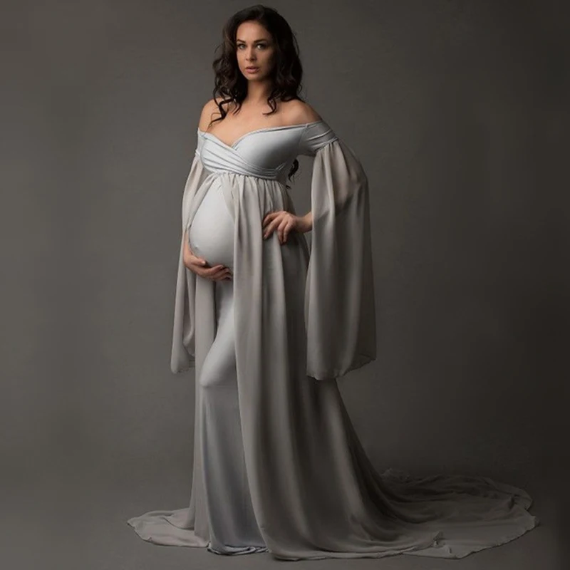 2022 платья на одно плечо для беременных Одежда женщин платье фотографий шифоновое