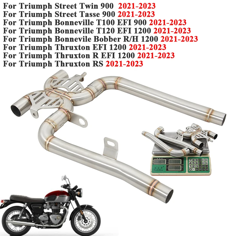 

For Triumph Street Twin Tasse 900 Bonneville T10 T120 EFI 900 1200 Thruxton Slip On Motorcycle Exhaust Link Pipe Catalyst Delete