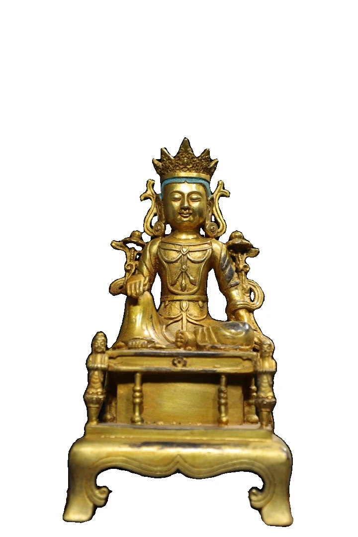 

LAOJUNLU Religious Buddha Statue Dedicated At Home Bronze Gilt Green Tara Statue 27Cm High Chinese Traditional Style Antiques