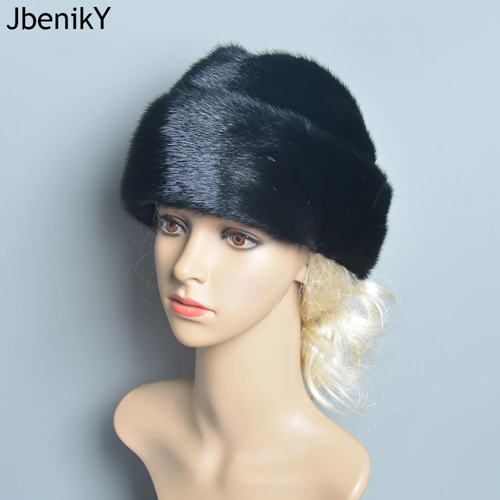 Luxury Winter Man Top Real Mink Fur Bomber Hat Male Genuine Marten Head Warm Black/Brown Caps Best Gift For Dad Gorras