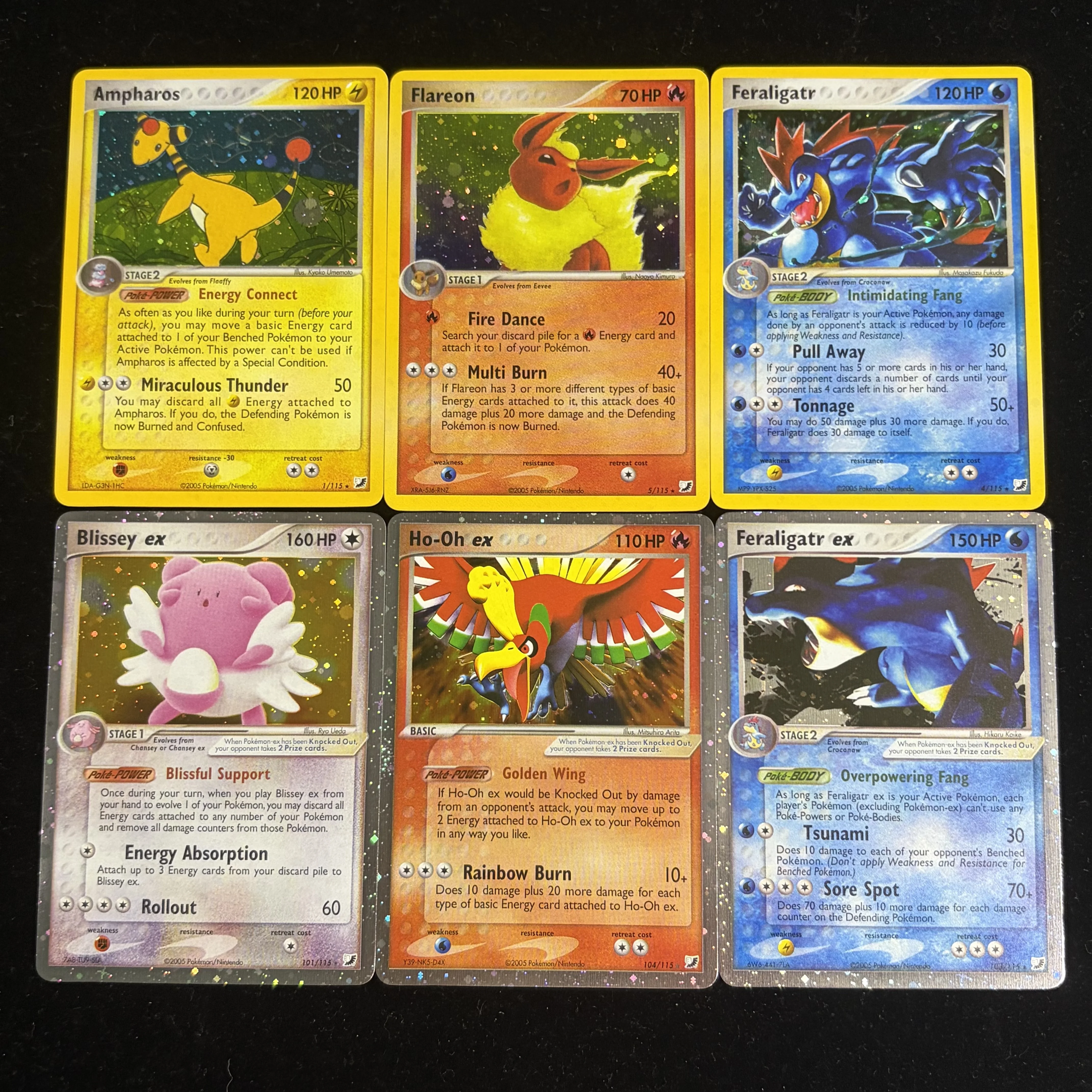 Фото Набор из 6 новых голографических карт PKM Unseen Forces (UF) для коллекционной игры PTCG: Feraligatr, Ho-Oh, Flareon, Blissey, Ampharos (прокси-карты) №3