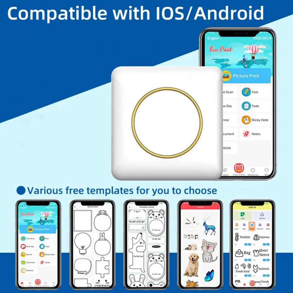 

Карманный мини-принтер C20, термопечать, наклейка 200DPI, беспроводной карманный мини-принтер без чернил, термобеспроводной принтер