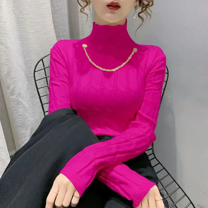 Осенне-зимние новые женские пуловеры водолазка с длинным рукавом модные