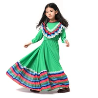 2022 new bright traditional cosplay costume mexican folk dance big swing dress girl kindergarten stage performance costume