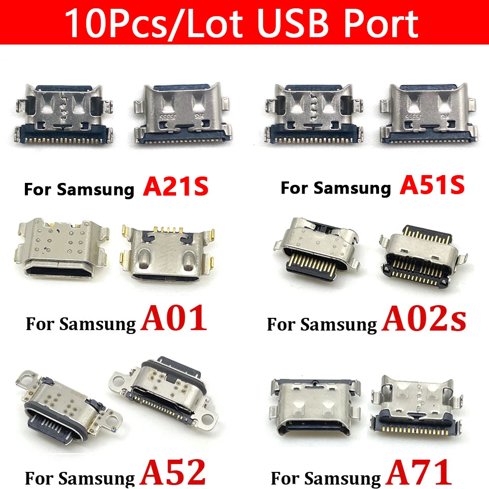 

10Pcs/Lot, USB Charging Port Connector Plug For Samsung A20 A01 A11 A12 A52 A10S A20S A21 A21S A31 A50S A51S USB Port Jack Plug