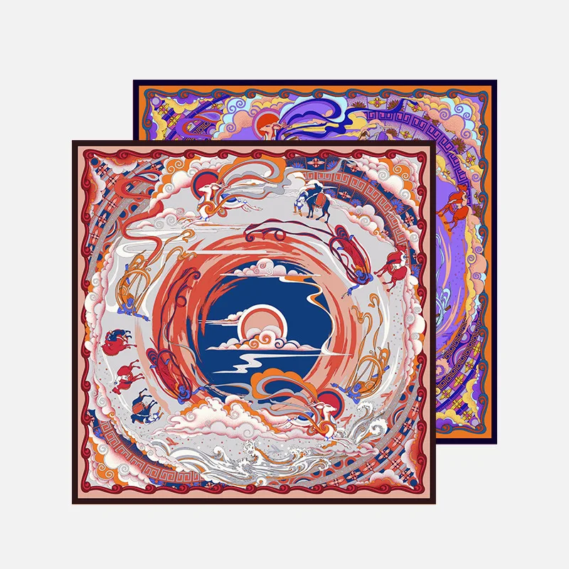 

Тяжелый 16 мам саржевый шарф женский двухсторонний шелковый шарф с принтом 90*90 см с ручной окантовкой дизайнерские ретро хиджабы для женщин ...