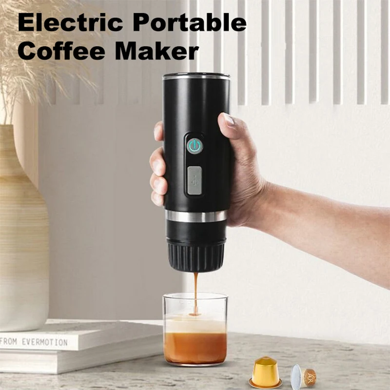 Electric Portable Coffee Machine Mini Espresso Capsule Coffee Maker for Car Home Travel Picnic Coffee Powder Brewer USB Charging