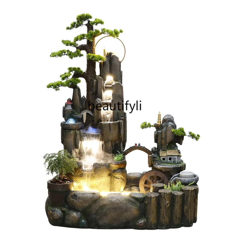 

yj Artificial Mountain and Fountain Waterscape Indoor Balcony Courtyard Decorative Creative Humidification Floor Ornaments