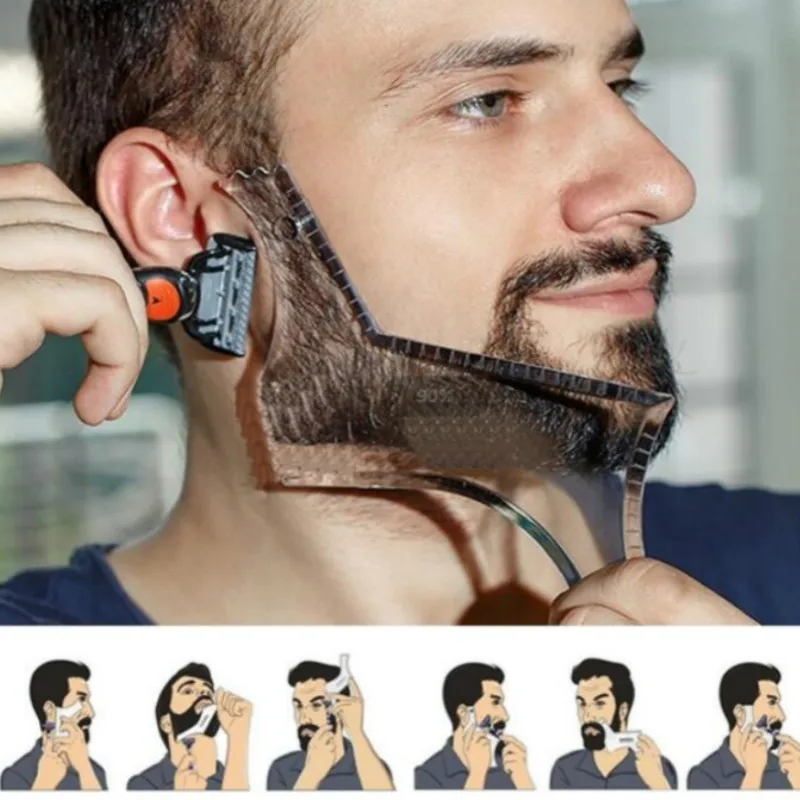 

2021 Men Beard Template StylingTool Double Sided Beard Shaping Comb Beauty Tool Shaving Hair Removal Razor Tool for Men