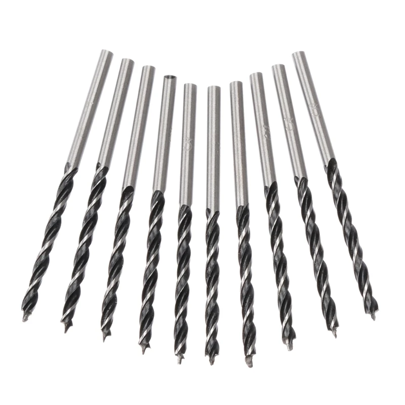 

K1KA 10Pcs Twist Drill Bits 3mm Carbon Steel Reduced Shank Micro Bits for Straight Shank Electrical Drilling Tool Woodwork