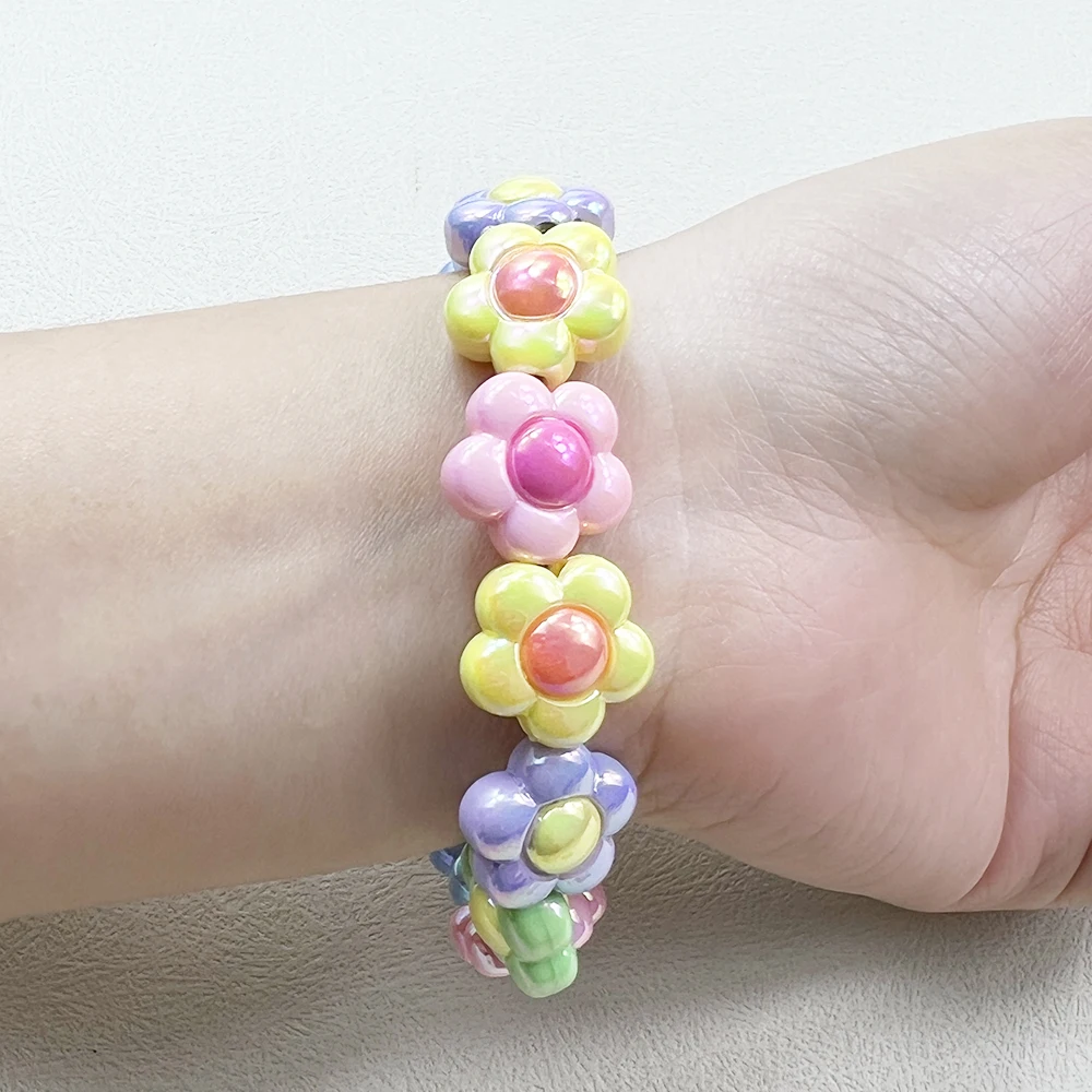 10pcs 16mm Acrylic Flowers Polymer Beads Handmade Disk Loose Spacer Beads for Jewelry Making DIY Bracelet Necklace Heishi Beads