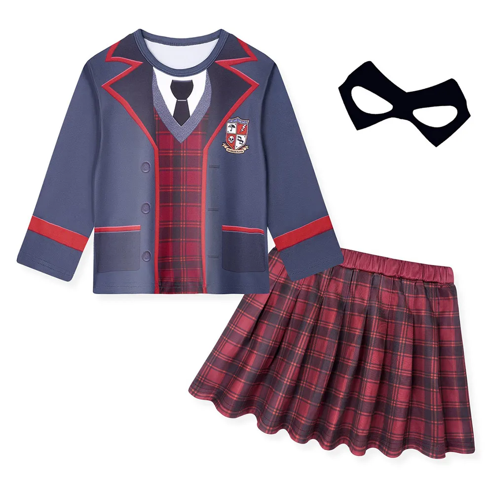 

Kids The Umbrella Academy Cosplay Costume Top Skirt Eyemask Outfits Halloween Carnival Suit