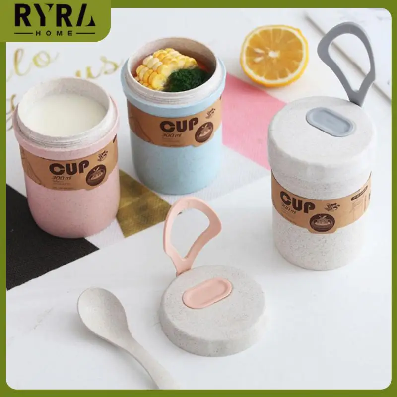 

Plastic Breakfast Cup Not Leak Breakfast Can Sealed Wheat Straw Thermos Cup Drinking Cup Simplicity Porridge Cup Heat Insulation