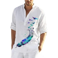 summer men shirt half sleeve single breasted chinese style stand collar men top daily garment